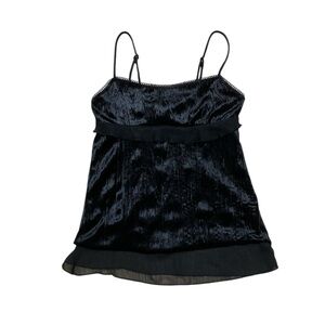 Y2K Next Era Couture Babydoll Tank Top Women’s S Black Velvet Camisole Vintage